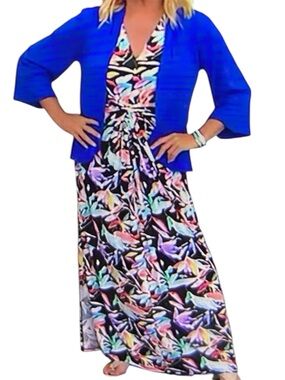 Iman Global Chic Floral Twist-Front Maxi Long Dress Black Floral Size MP